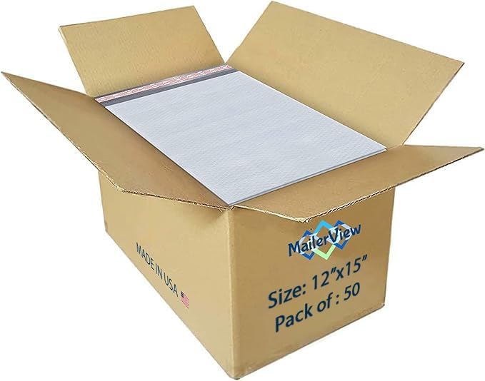 MAILERVIEW White Large Poly Bubble Mailers 12x15 inch | Self Seal Padded Envelopes Cushioned Bubble Mailer | Usable Size 12x15 | WaterProof | Lightweight mailing Shipping Bags | 50 Pack Bulk | USA Made - Image 1